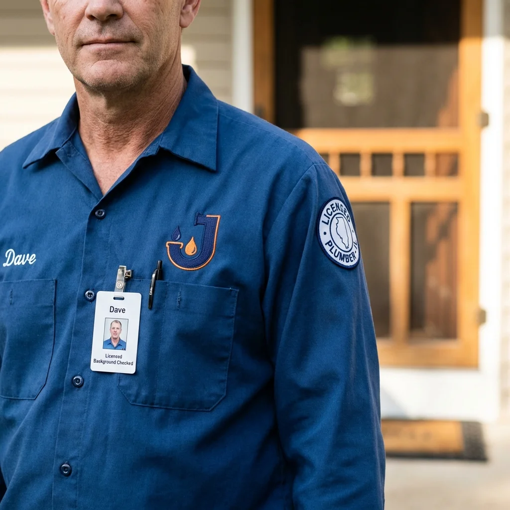 Licensed plumber showing ID badge in Bronxville, NY