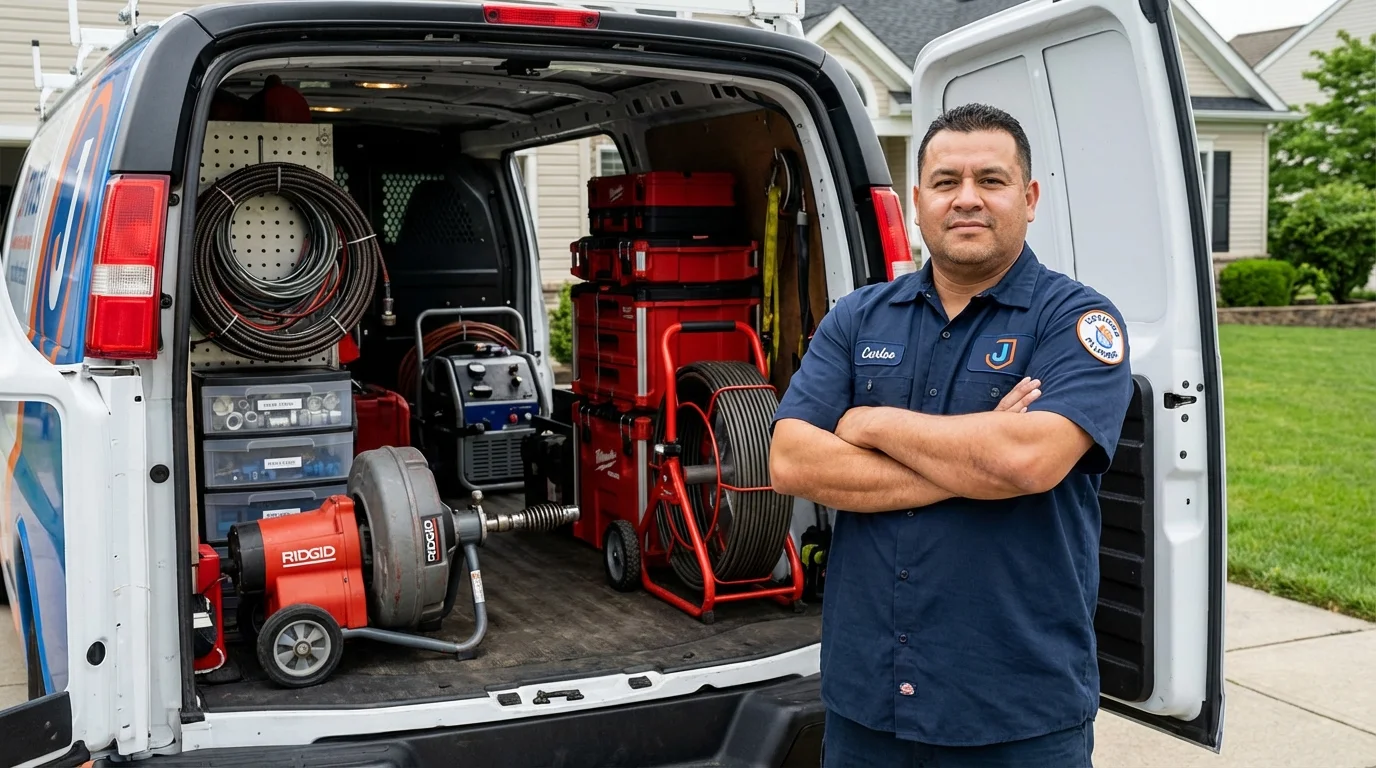 Professional drain cleaning equipment and Johns Plumbing LLC plumber in Bronxville