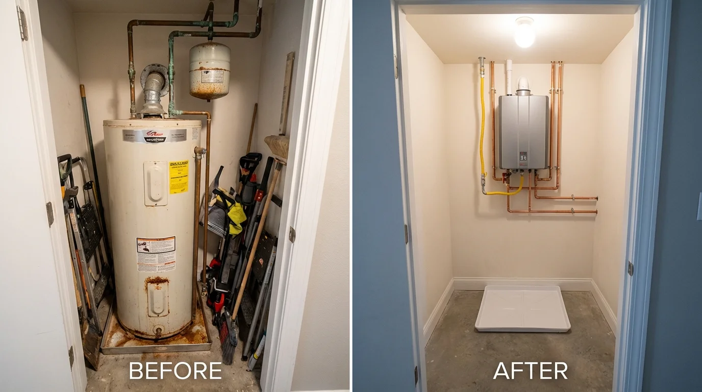 Tank water heater versus wall-mounted tankless unit comparison for Bronxville, NY homeowners