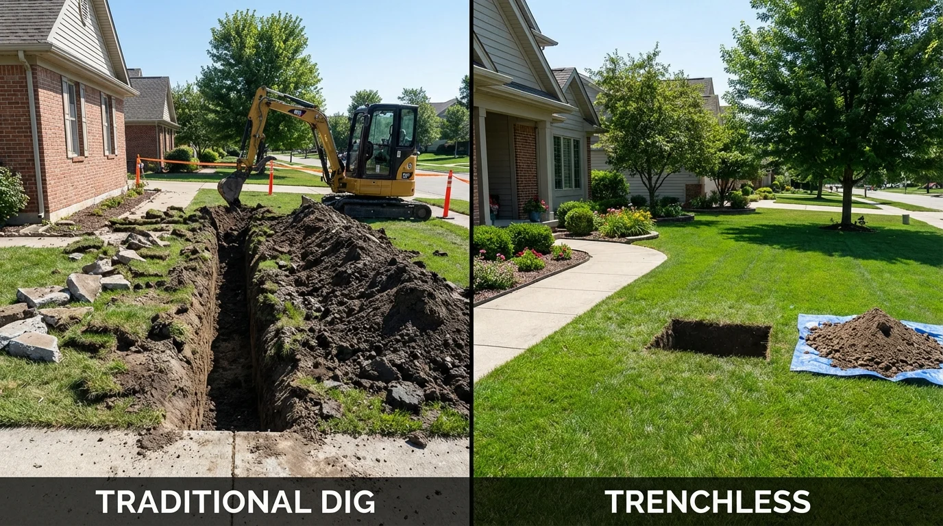 Trenchless sewer repair with minimal yard damage versus traditional excavation in Bronxville, NY